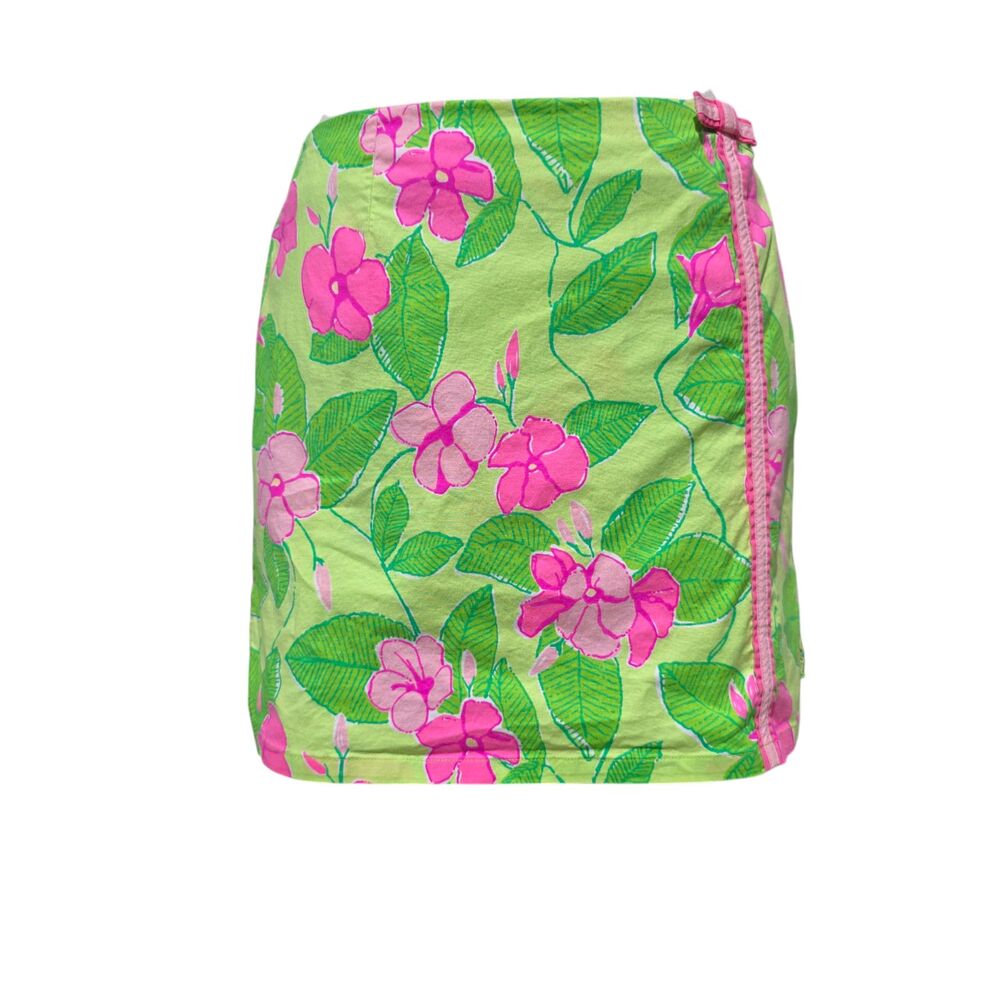 Vintage White Label Lily Pulitzer Skort Pink Green Mandevilla Floral Pink Bow 4